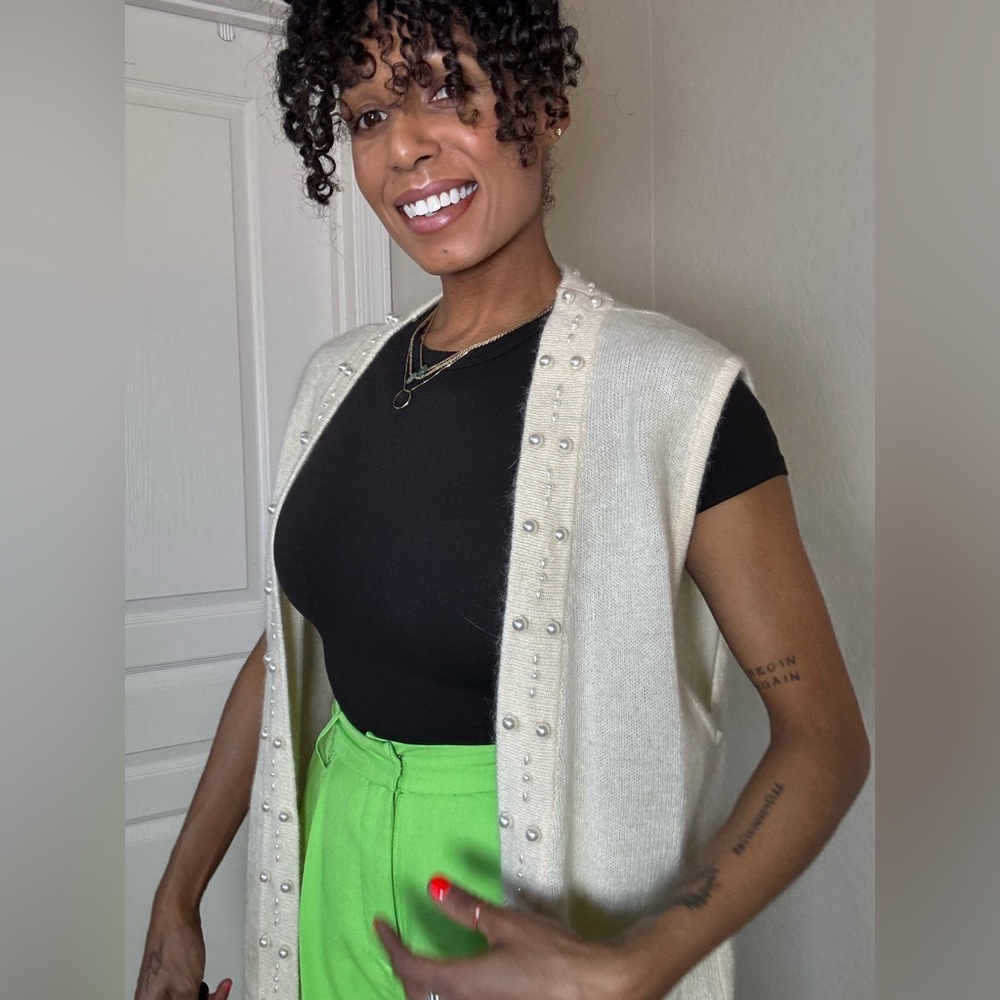 Lew Magram Angora & Lambswool Beaded Vest